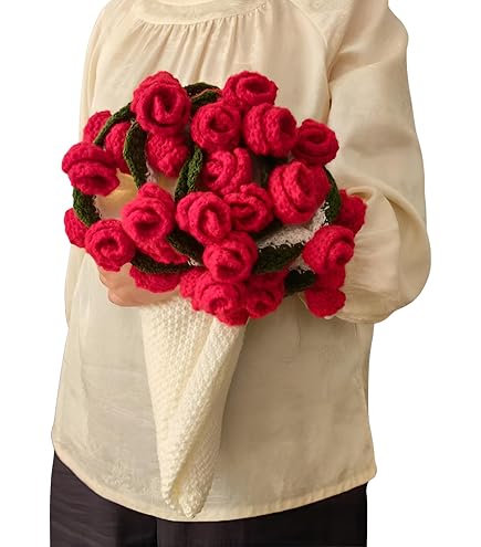 即購入⭕️赤い薔薇のブランケット Amazon.co.jp: かぎ針編みの花とバラのブーケブランケット