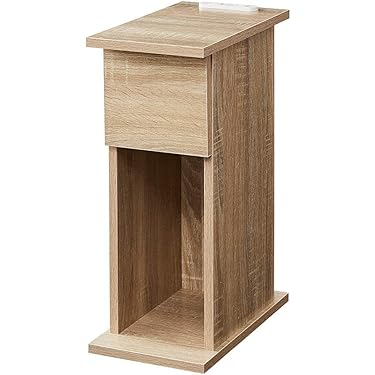 【木製サイドテーブル兼キャビネット】ナチュラルウッド⁂引き出し収納✳︎ キャビネット プリンター収納用のスライドテーブル付き 幅60cm