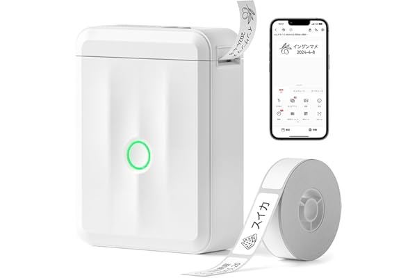 NIIMBOT D110 新版 ラベルライター Bluetooth接続多機能ラベルプリンター ラベルメーカー 携帯便利 自動紙戻し 自動ラベル認識 Android & iOS対応 USB充電式 書類整理/名前シール/値札シール/調味料などに適用 対応テープ幅12-15mm ロール紙1個付き 日本語取扱説明書付き(ホワイト)