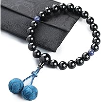 数珠 黒丹 ソーダライト 男性用 黒青 艶無し 京念珠 A15-2 喜芳工房 京念珠 数珠 男性用 メンズ 縞黒檀 （ 艶消し