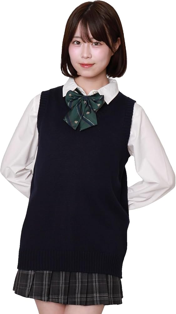 [ウィゴー] ベーシック スクールニット ベスト 学生 スクール 服 制服 トップス 無地 羽織 女子 通学 高校生 中学生 仕事着 シンプル 秋服 ギフト レディース
