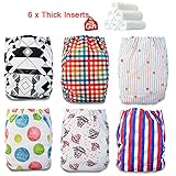 iZiv新生児6厚いおむつ付きオーガニック幼児防水/調整/再利用可能/洗えるポケット布おむつのフィット赤ちゃん0.5-3歳（カラー 9）