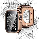YOFITAR for Apple Watchケース2 in 1防水設計 45mm 44mm 41mm 40mmアップルウォッチ 用 保護ケース 強化ガラスフィルム 一体型 Series 8/7/6/SE/5/4 メッキ加工 3D直角エッジデザイン PC素材 高タッチ感度 全面保護 衝撃吸収 (Series6/SE/5/4,40mm,ローズゴールド)