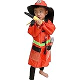 [Children cosplay] (ADOSSY) 子ども 消防士 コスプレ ハロウィン 6点セット コート 帽子 消火器 斧 トランシーバー ホース 衣装 イベント 男の子