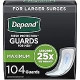 Depend Incontinence Guards for Men, Maximum Absorbency, 52 Count by Depend