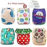 iZiv新生児6厚いおむつ付きオーガニック幼児防水/調整/再利用可能/洗えるポケット布おむつのフィット赤ちゃん0.5-3歳（カラー 14）