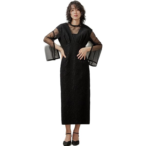 Amazon.co.jp: etoll Cocoon Sleeve Lace Tight Dress, Dress