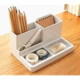 Magic House マジック ハウス 収納ケース ペン立て 名刺入れ 卓上スタンド 小物収納ボックス ブラスチック製 文房具の整理整頓におすすめ ホワイト