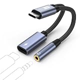 MoKo 2in1 タイプc イヤホンジャック 変換アダプタ PD100W急速充電 DAC搭載 USB C to 3.5mm 変換 イヤホンアダプタ 二股ケーブル Type C イヤフォンジャック変換 オーディオアダプター 分岐 4極 3極 音楽/通話/音量調節 iPhone17e/17/Air/16/15/iPad Pro/Pixel/GalaxyなどType-Cコネクタの端末に対応 Gray
