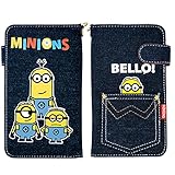 ミニオン グッズ　スマホケース 手帳型 全機種対応 3人 ミニオン デニム素材全キャリア 多機種対応 ミラー付き 正規品 カード収納付き 限定品 USJ iPhone5 iPhone5s iPhone6 iPhone6s ピクサー [並行輸入品]