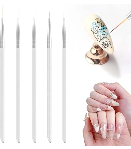 Amazon | ネイル筆 極細【5本セット】ネイルブラシ 極細 5mm 8mm 12mm