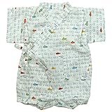 《初夏盛夏対応》(日本製) Pample Mousse(パンプルムース) 布帛Wガーゼ潜水艦甚平ロンパス 80cm/OW NO.DP-82466