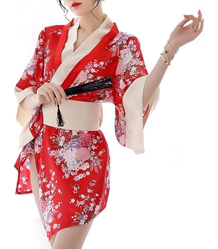 Amazon.co.jp: Be With 夜蝶絵巻 帯付き セクシー ミニ 着物 Mサイズ