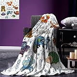 smallbeeflyキャビン装飾Throw Blanket Bear Double露出TattooアートイメージGreat Outdoors山コンパス暖かいマイクロファイバーすべてシーズン毛布ベッド
