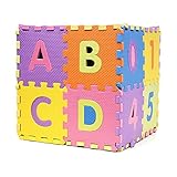 Saflyse　キッズパズルマット　ジョイント マット 赤ちゃん ベビー フロアマット プレイマット　アルファベット(英数字) 約15×15cm 36枚セット
