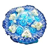 i-dem くまブーケ くま束 熊束 ベア ブーケ 造花 ぬいぐるみ 白 結婚式 結婚記念日 出産祝い 誕生日 プロポーズ ギフト (サックス)