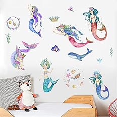 Amazon Co Jp 3dカラーウォールステッカー 素敵な漫画人魚 人魚姫 壁紙 シール 飾り 部屋飾り インテリア 居間 リビング 部屋 窓 浴室 トイレ 冷蔵庫 キッチン 防水 ステッカー ポスター 28x28cm Diy 工具 ガーデン