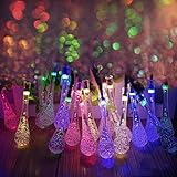 StillCool 16ft 30 LED Waterproof White Water Drop Solar Powered String Lights for Outdoor, Yard, Gar