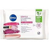 NIVEA Biodegradable Face Wipes for Dry Sensitive Skin (25 pack), Biodegradable Wipes Made with 100% Plant-based Tissue, Make-