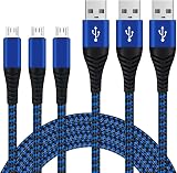 Micro USBケーブル 3A 急速充電 【3本セット 2m+2m+2m】 マイクロ usb ケーブル USB-A - Micro-B (青)