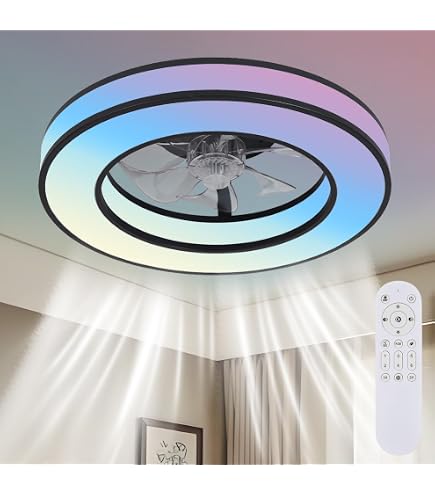 Amazon.co.jp : GuangDaSu LEDシーリングファンライト 90cm 花びら型
