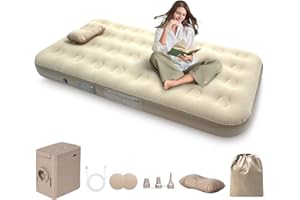 エアーベッド 電動ポンプ内蔵 電動エアーベッド ワンタッチで空気注入・排出 コンパクトで持ち運びやすい 100X25 オフホワイト