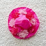 女の子　花柄スイムキャップ　子供 水着 帽子 スイムキャップ キッズベビー 水着 スイミングキャップ お花柄　 可愛い立体手縫いカラフル‐花（５色展開） (ワンサイズ, ディープピンク)