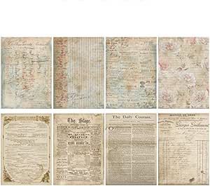 Amazon Co Jp ビンテージ英語の背景コラージュ手アカウントの紙ヨーロッパとアメリカのノスタルジック硫酸紙の底手口座分割器page 8シート Dh5 文房具 オフィス用品