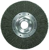 Weiler Trulock Wide Face Wire Wheel Brush, Round Hole, Steel, Crimped Wire, 8" Diameter, 0.014" Wire