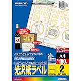 コクヨ カラーレーザー カラーコピー ラベル 光沢 2面 100枚 LBP-G1902