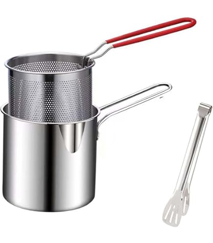 Amazon｜ろ過網付きフライヤー 小さいステンレス製揚げ物用鍋