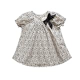 女の子 ワンピース ベビー ガールズ チュニック ドレス ヒョウ柄 リボン 蝶結び 春夏 可愛い 子供服 (80cm)