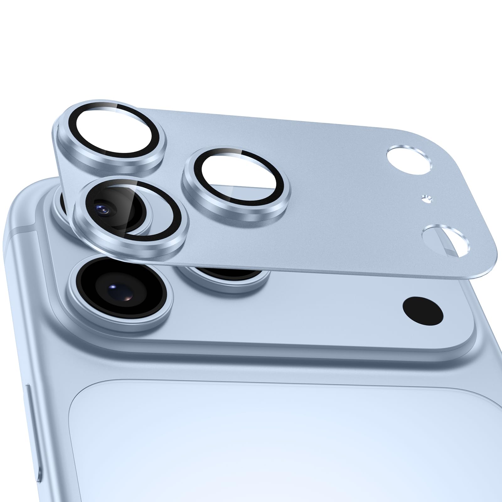 カメラフィルム iPhone 18 Pro 用 カメラカバー 全面保護 9H強化ガラス アルミ合金 アイフォン18プロ カメラ保護 ブルー | Yugujun いphone18pro レンズカバー 黒縁取り 超高透過率 耐衝撃 一体型 カメラレンズプ