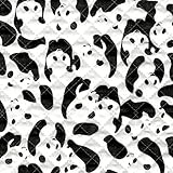 【綿二重ガーゼ・ダブルガーゼ キルティング】パンダらけ(Wガーゼ ヴァージョン) 1m単位で切り売りいたします (ホワイト系)