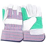Best Split Reinforced Double Leather Palm Work Gloves - Perfect For Gardening, Or General Purpose W/