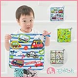 【送料無料メール便発送】【ER2708】ループ付きタオル 3枚組 ネームタグ付き 男の子用 ベビー用 保育園 幼稚園 小学校 低学年 恐竜 車柄 (縦30cm×横30cm)