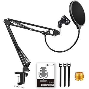 Roycel マイクスタンド ポップガード マイクアーム コンデンサーマイク用 卓上マイクスタンド 実況 配信 収録 カ…