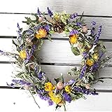 春色リース ミディアム（ドライフラワー）／お花の壁飾り フラワーギフト パープル系（紫）