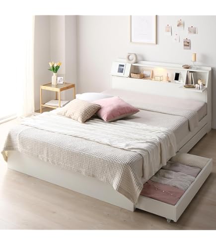 Amazon | 友澤木工 フラップテーブル 照明 コンセント 引出付ベッド