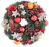 彩か SAIKA リース S 赤 レッド インテリア用 玄関飾り 星 スター CGX-205S Red Ball & Star Wreath S Red