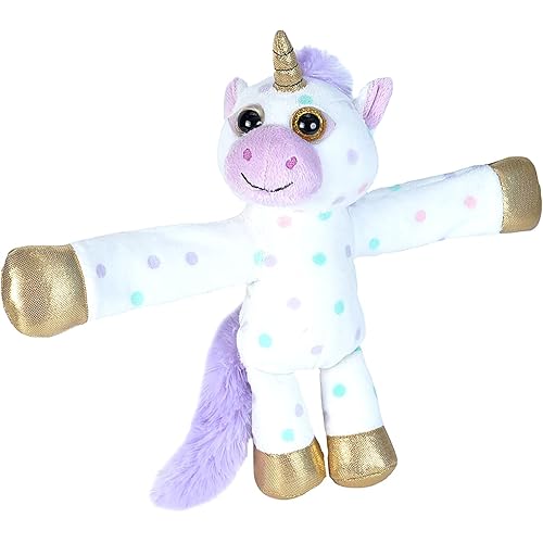 Wild Republic Huggers Polka Dot Unicorn, Plush, Slap Bracelet, Stuffed Animal Kids Toys, Party Supplies, 8 inches