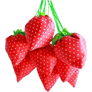 小さいイチゴ 折りたたみショッピングバッグ 10入