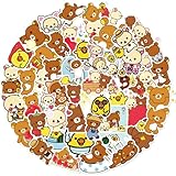 KRGNPLE 50枚 リラックマ 防水シール ペーパー手帳 バイク スーツケース ステッカー ヘルメット ノート パソコン 防水 かわいい 落書きシール