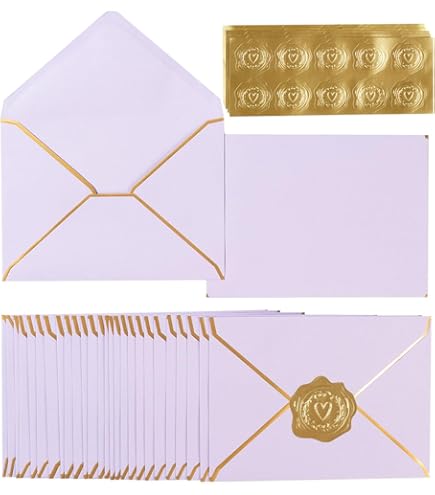 TRAHOO-4x6 Envelopes For Invitations With Gold Border,V-Flap Envelopes - View #2