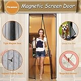 Door Screen, Fivanus Heavy Duty Mesh Magnetic Door Screen Curtain with Full Frame Velcro Lace Keepin