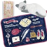 【メッセージを贈る】ねこのふんわりブランケット(ネイビー)・「シャムネコ」アイピローと「ありがとう」バスギフトのセット