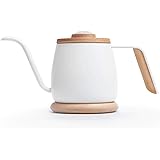 SimpleReal TAMAGO 細口ミニコーヒードリップケトル．温度計付きで 軽量 電磁調理器対応．お茶対応．ホワイト 350mL
