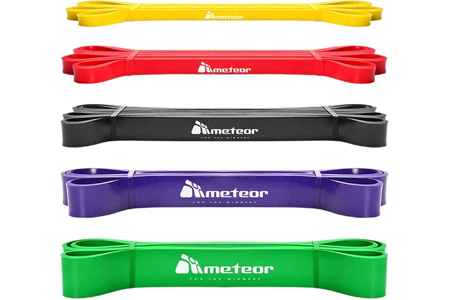 Meteor Essential Power Bands, Resistance Loop Set, Natural Latex Fitness Bands for Workout, Yoga, Weightlifting, Physical The