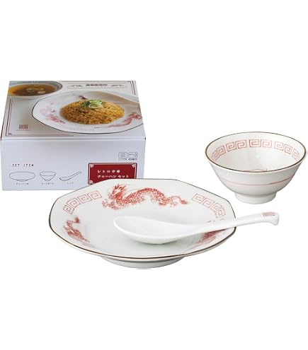 Amazon.co.jp: ラーメン丼 チャーハン皿 れんげ 3点セット 食器セット