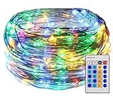 Aicase調光機能付きLED文字列ライトリモートコントロール付き、33 ft 100 LED防水文字列ライトパーティーウェディングクリスマスライト屋内/屋外のホームガーデンデコレーション